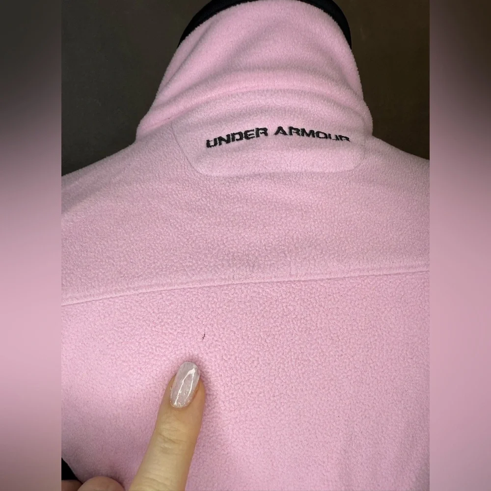 Under Armour Pink & Black Full Zip Fleece Jacket Women’s Size Medium - Picture 6 of 11